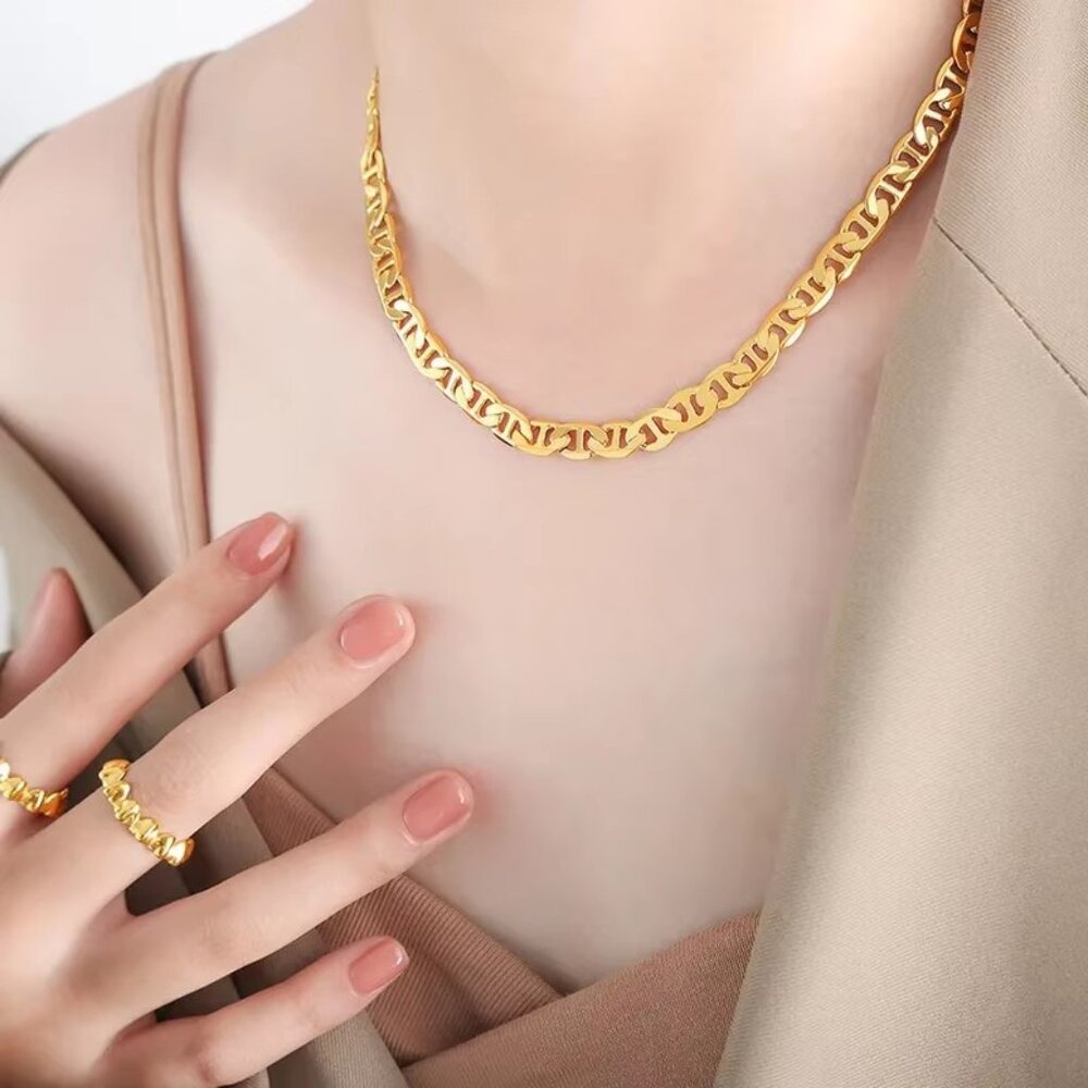 🥇Beautiful 22" Mariner Link Chain, 6mm Wide, Yellow Gold - Picture 3 of 6